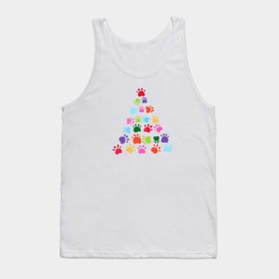 Made of paw print christmas tree Tank Top